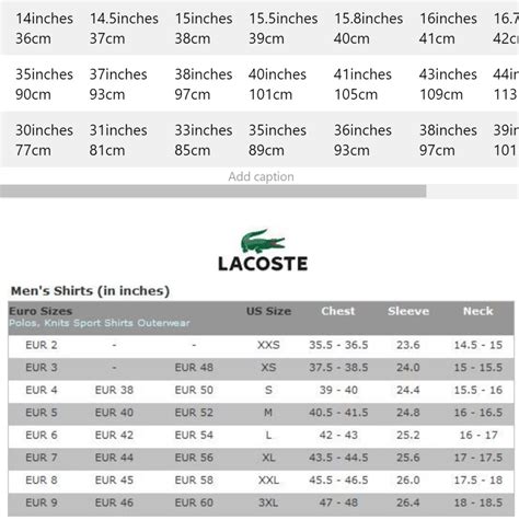 lacoste za women's size chart.